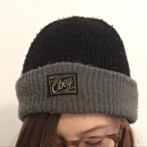 Sale! Black and Grey Obey Beanie